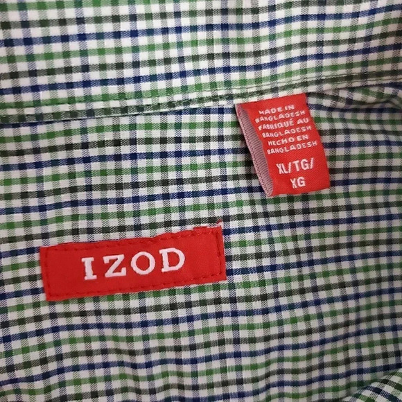 Men's IZOD XL Extra Large Long Sleeve Non-Iron Stretch‎ Button Down Shirt Green - Picture 7 of 12